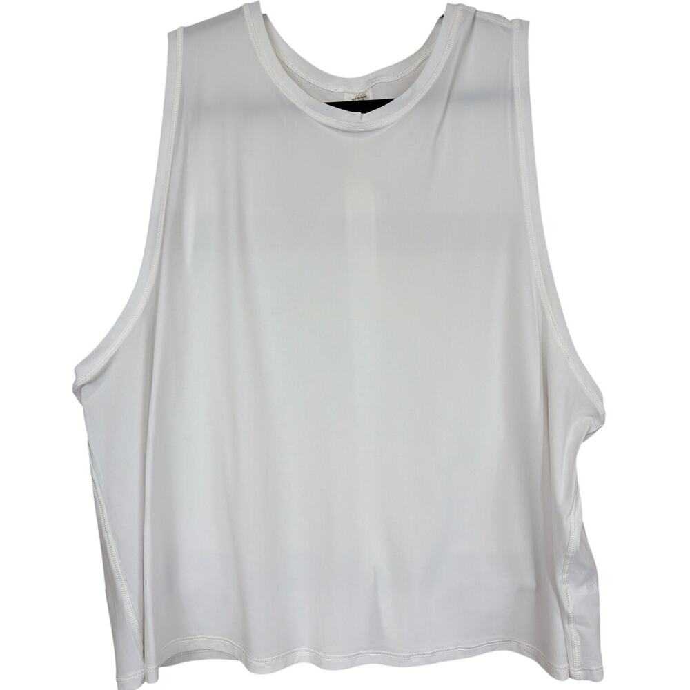 NWT Spanx 1X White Round Neck Deep Armhole Cropped Activewear Tank Top